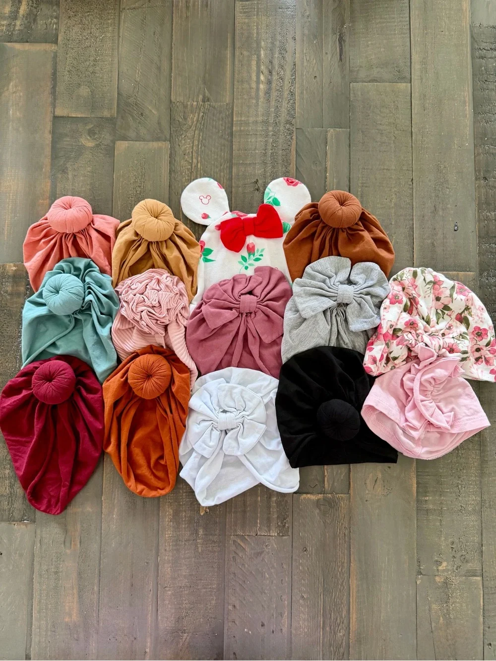 Baby Girl Turban Bow Hats 14 Pc Multicolor Infant Headwraps Bundle